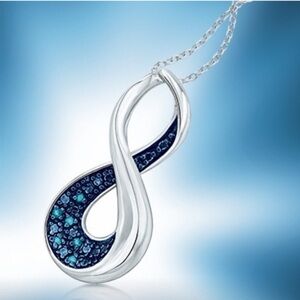 Zales 925 Sterling Silver Infinity Blue Diamond Necklace